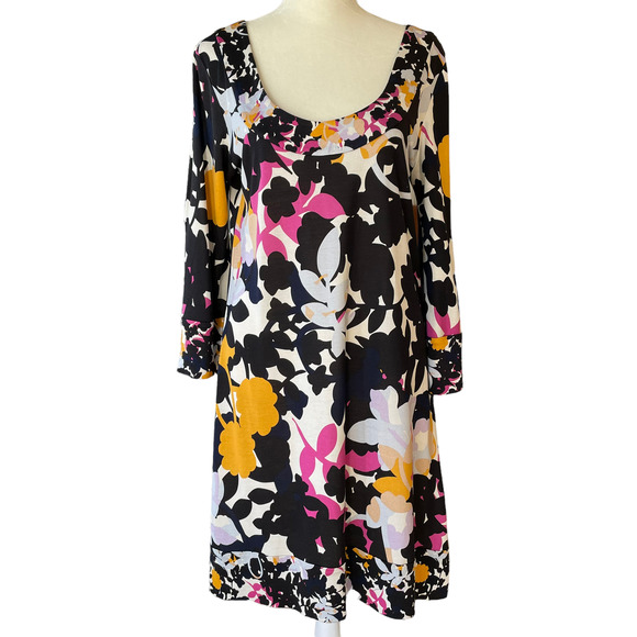 Diane von Furstenberg 100% Silk Jersey Bright Floral Dress Size 10 - Picture 1 of 9